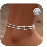 JUANKIKI Silber Fußkettchen für Damen Fussketten für frauen Silber 925 Verstellbare Wasserdicht Fußkettchen Strand Fußkettchen für Damen