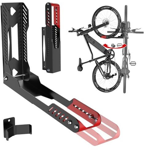 IMAYCC Schwenkbare Fahrrad Wandhalterung, Fahrradhalterung Wand ohne schweres Heben, platzsparender Fahrradständer für die Garage, einfaches Einhängen und Aushängen,kann bis zu 40 kg halten(Rot 2PC)