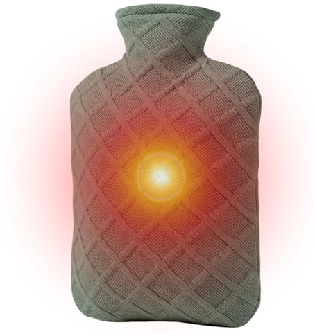 lyanny Hot Water Bottle 1.2 L, Heat Cushion for Cramps, 4-6 Hours Heat Retention Time with Cover, Leak-Proof, for Legs, Shoulders, Neck, Back