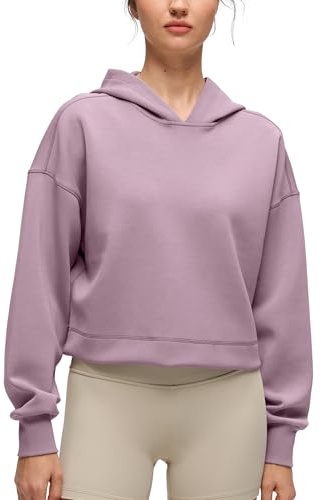 CRZ YOGA SoftAura Cropped Hoodie | Pfirsichweiche Textur, Casual, Relaxed Fit, Pullover, Hooded Sweatshirt für Damen