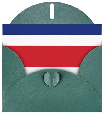 WZYCWB Flagge von Costa Rica, bedruckte dunkelgrüne Perlglanz-Papier-Urlaubskarte mit Umschlag. Geeignet für Geburtstagswünsche, Hochzeits-Glückwünsche und Beileid!
