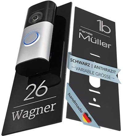 LazerlichtCraft Klingelschild für Ring Videotürklingel Kabel, Plus Kabel & Pro Kabel (Wired Video Doorbell)(neueste Generation) personalisiert – Acrylglas Blende mit Wunschgravur – Türklingel Zubehör
