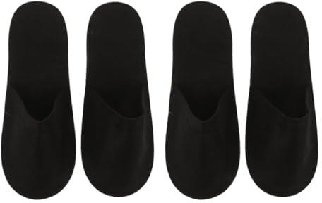 Veemoon Lot de 2 Paires de Pantoufles en Feutre Antidérapantes Noires Unisexe Souples et Absorbantes pour Sauna Hôtel Spa et Salle de Bain Invités Confortables et Résistantes