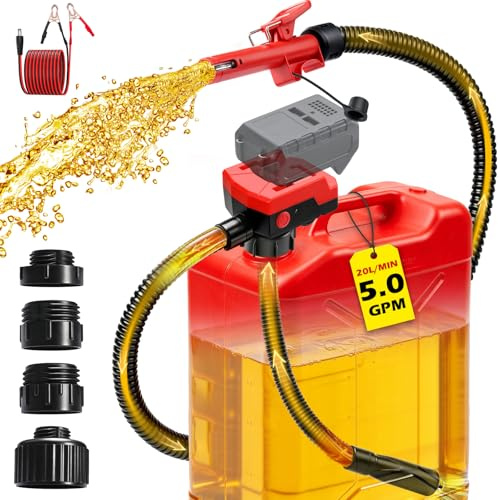 20L/min Kraftstoffpumpe mit Auto-Stopp & Alarm,Benzinpumpe Diesel & Öl. | Kompatibel mit Makita 18V LXT Akkus (BL1850, BL1830, BL1840 u.a.).Tragbare Zapfpistole für Benzin & Diesel (nur Gerät)