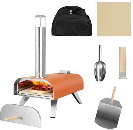 George Foreman Outdoor 30,5 cm Holzpellet Tragbarer Holzofen in Tieforange mit Paddel und Tragetasche, Grillofen & Smoker, faltbare Beine GFWPPO1ORPC