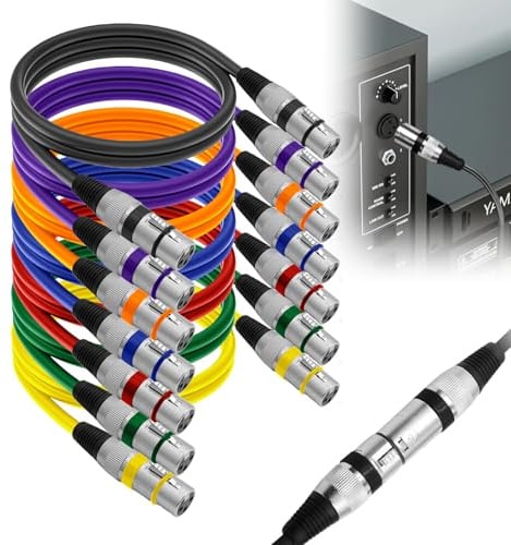 7 Pack Mikrofonkabel XLR-Kabel, XLR Kabel 30cm, Dmx Mikrofonkabel, Pin Mikrofon XLR Signal Cable Connection Stecker auf Buchse, Symmetrisch XLR Mikrofonkabel für Studio und Live-Produktion