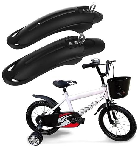 Lagomloot Kinder Fahrrad Schutzblech Set Vorne Hinten für Fender für 12-14 Zoll Fahrrad Leichter Kunststoff Regenschutz Schwarz
