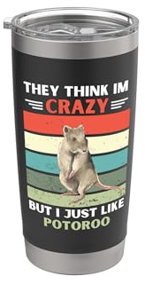 Vintage Piensan Que Estoy Loco Pero Me Gusta Potoroo Lover Vaso térmico de acero inoxidable de doble pared