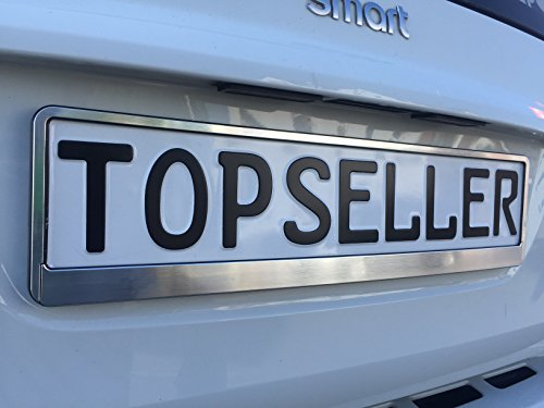 Warenfux24 2 x Kennzeichenhalter Nummernschildhalter Chrom gebürstet Autozubehör Auto Car Warenfux24