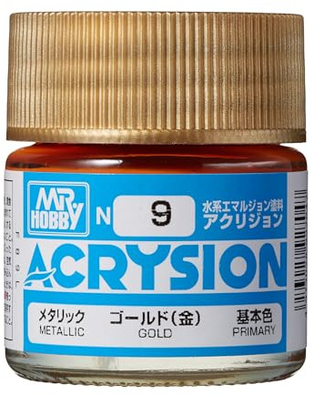 GSI Creos Mr. Hobby N9 Acrysion Color Gold, wasserbasierte Acrylfarbe, Modellbau Farbe, 10 ml