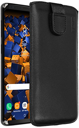 mumbi Echt Ledertasche kompatibel mit Samsung Galaxy S9 Hülle Leder Tasche Case Wallet, schwarz