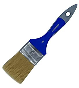 SAVY Pinceau plat bi-matière peinture mate, velours et satinée larg.50mm, Bleu