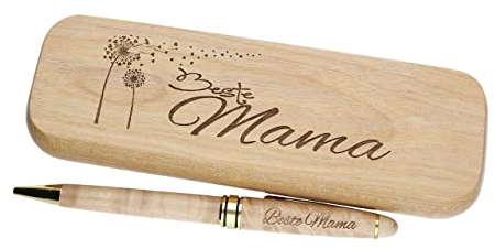 FORYOU24 Kugelschreiber mit Gravur Beste Mama in Geschenk-Schachtel aus Holz die Geschenkidee Stift graviert