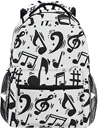 Schwarzweiss-Musikanmerkungs-Schulrucksack-Reiserucksack-Buch-Beutel-Laptop-Rucksack-beiläufiger Daypack für Reise/Hochschule/Arbeit