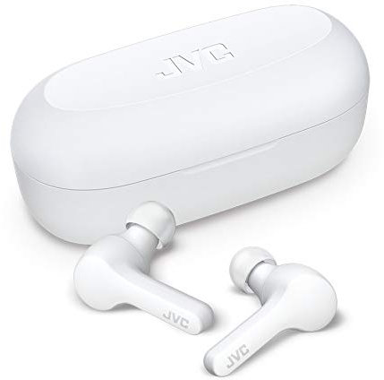 JVC Gumy Truly Wireless Earbuds Headphones, Bluetooth 5.0, Water Resistance(IPX4), Long Battery Life (up to 15 Hours) - HAA7TW (White)