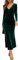 Women's V Neck Wrap Long Sleeve Elegant Mermaid Velvet Cocktail Maxi Dress Evening Party, Green, Large