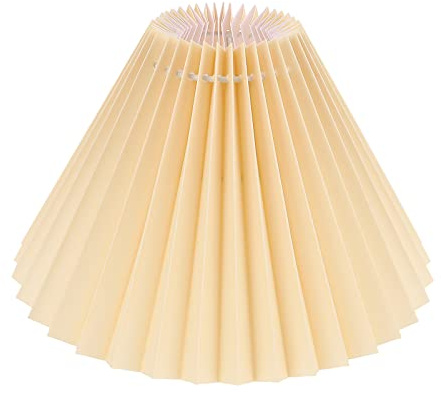 Minkissy Plissee Lampenschirm E27 Stoff DIY Falten Plissee Stoffschirm Lampenabdeckung für Tischlampe Wandlampe Stehlampe Wandleuchte Pendelleuchte Kerze Kronleuchter Deckenleuchte Apricot