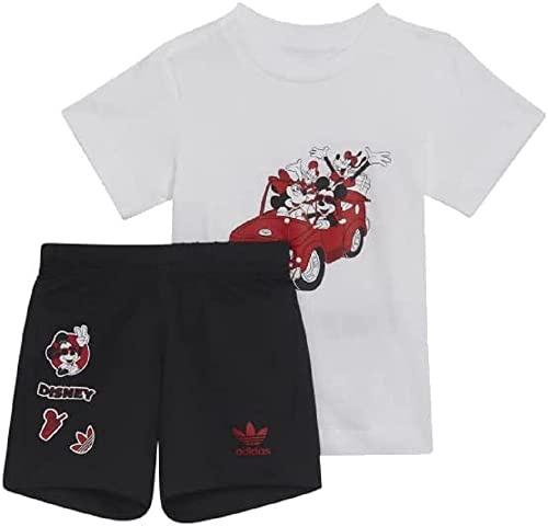 adidas Unisex Baby Short Tee Baby set, Top:white Bottom:black, 18-24 Monate EU