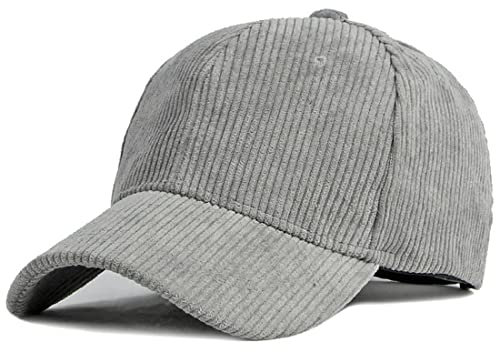 XRDSS Baseballkappe aus Kord, Unisex, verstellbar, klassisch, Sportmütze, Outdoor, solide Kappen, grau, Einheitsgröße