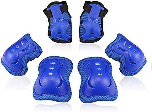 BOSONER Knieschoner Kinder Schoner Inliner Protektoren Schützer Inline Skates Knie Und Ellenbogenschützer Knieschützer Skateboard Rollschuhe (Blau, S(3-8 Jahren))