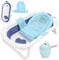 Tubiaz Faltbare Baby Badewanne Babywanne mit Thermometer, Badekissen, Haarwaschbecher, babybadewanne, Babybadewanne mit gestell ab 0-3 Jahre (Blau)