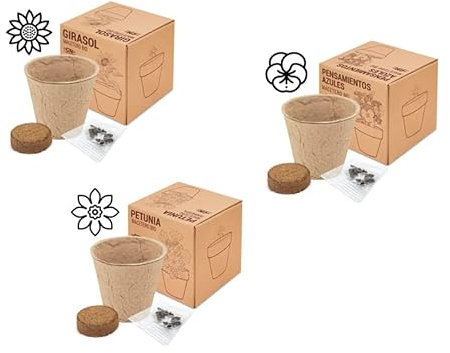 DISOK - Lote 15 a 60 Macetas Biodegradables con Semillas. Detalles ecológicos para bodas, regalos biodegradables boda, bautizos y comuniones. (60)