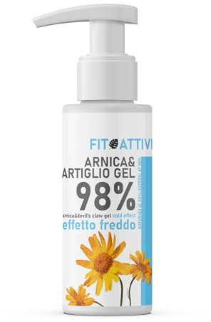 Arnica Gel Forte 100 ml, Arnica per Cavalli Uso Umano Effetto Freddo 98% con Artiglio del Diavolo Vitamina E Canfora per Massaggi Locali 100% BIO e Made in Italy - FITOATTIVI