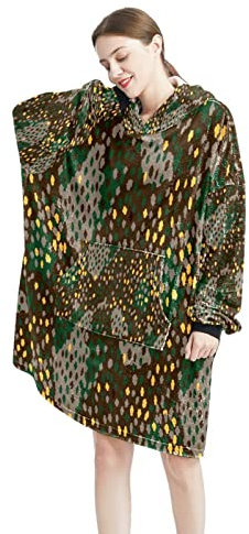 Militär-Soldaten-Camouflage-Muster, tragbare Decke, Hoodie, übergroße Kapuze für Damen, bequemes Sweatshirt, mehrfarbig, One size