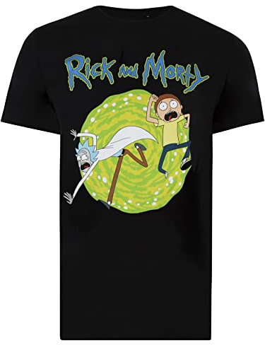 Cotton Soul Rick and Morty Portal Unisex T-Shirt, Schwarz, Schwarz , S
