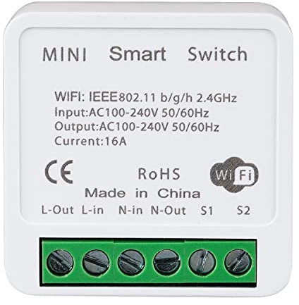 Kabelloser Schalter, Milfra Schalteraktor, Funk-Lichtschalter-Set, Überlastschutz, unterstützt N/L und Aufputz/Unterputz, kompatibel mit Smart Life/Tuya App/Google Home (1 Stück)
