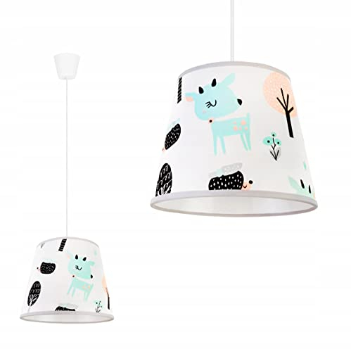Light-Home Hängelampe - Deckenlampe aus Metall mit Stoff-Lampenschirm - Pendelleuchte