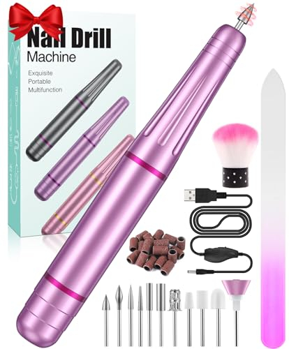 Fresa per unghie, professionale 11 in 1 set manicure professionale 20000 RPM lima elettrica per unghie Velocità Regolabile, Trapano Chiodo per Casa e Salone fresa per unghie semipermanente nail drill