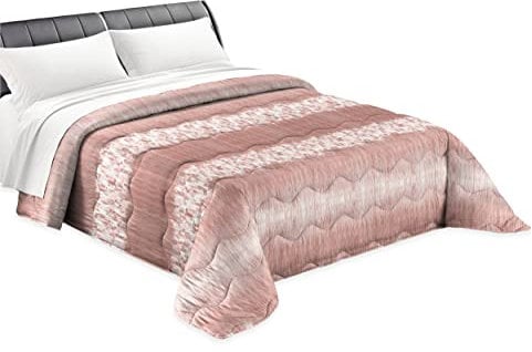 Tata Home Trapuntino Copriletto Trapuntato Primaverile Estivo 100 gr/mq Quilt Leggero Letto Due Piazze Matrimoniale 260x260 cm Fantasia Mosaico Moderno Made in Italy Colore Rosa Cipria