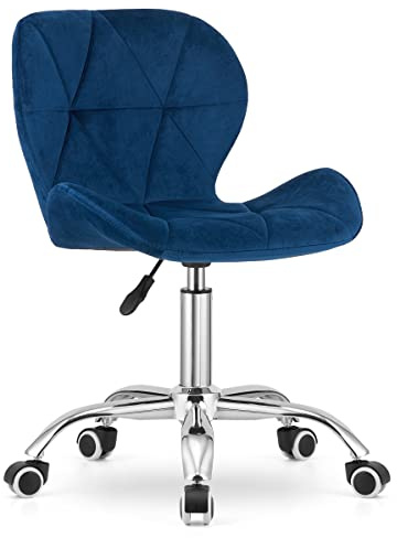 Home Collective Drehstuhl Bürostuhl Schreibtischstuhl Polster aus Samt in blau | höhenverstellbar mit ergonomischer Sitzfläche