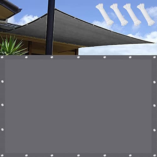 Wasserdicht Sonnenschutz 3.5 x 5 m 98% UV Schutz Windschutz Wetterschutz Segeltuch Pergola mit Ösen und Befestigungsseile für Balkon Garten Terrasse, Dunkelgrau