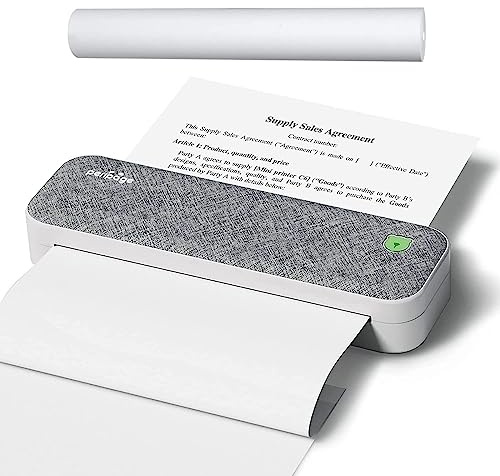 IOOIOO Peripage Imprimante portable sans fil sans encre pour lettre (21,6 x 27,9 cm), légal/A4/10/3/2, étiquette d'expédition adhésive. Pour Windows, iOS, Android (gris)
