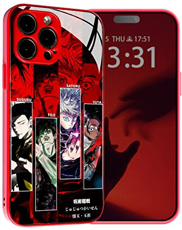 Akatxezy JJK Suguru Jjk_Toji Satoru Yuta Japanese Anime Design Red Phone Case Shockproof Protective Cover Creativity Glass Shell for iPhone 13 Pro