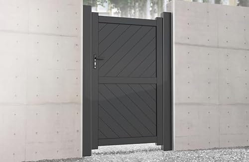 Buttercup Farm Pedestrian Gate 900x1800mm Grey - Diagonal Solid Infill and Flat Top