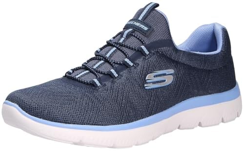 Skechers Damen Training Shoes, Navy Mesh Blue Trim, 37 EU