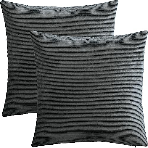 Erwin Müller Kissenhülle Glasgow 2er-Pack Cord grau Größe 50x50 cm