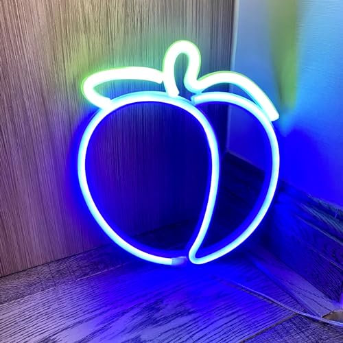 HFHungkeong LED Neon Pfirsich Schild handgefertigt für Wand Raum Party Zuhause Bar Kunst Schlafzimmer Tisch Hochzeit Party Tischdekoration Muttertagsgeschenk, 3AA Batterie oder USB betrieben