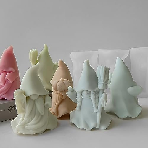 Stampo in silicone per gesso, stampo per candela gnomo 3D, per candele profumate nane in resina, ornamento di Natale, Halloween, aromaterapie nane