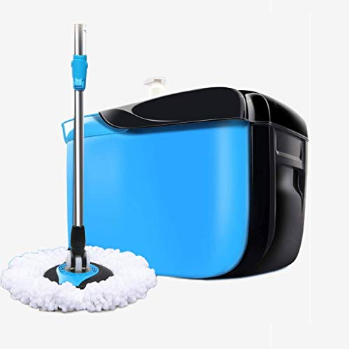 Trapeador Giratorio, Juego de cubeta para trapeador Giratorio para Limpieza de Pisos de Cocina doméstica, Uso en seco y húmedo en baldosas de Madera Dura con 2 Cabezales de trapeadores de Microfibra