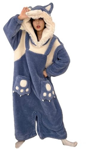 HULG Pigiama Stitch Donna,Costume Halloween Donna,Pigiama Intero Animali,Pigiama Invernale in Flanella, Morbido E Caldo, Ideale Costume Carnevale (XL)
