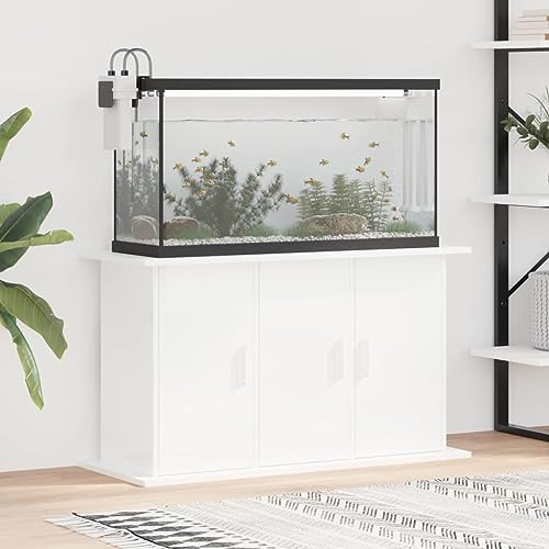 JUNZAI Aquariumständer Hochglanz-Weiß 101x41x58 cm Holzwerkstoff, Aquarium Unterschrank, Aquarium Schrank, Aquariumschrank, Aquarium Tisch, Aquarium Stands 833633