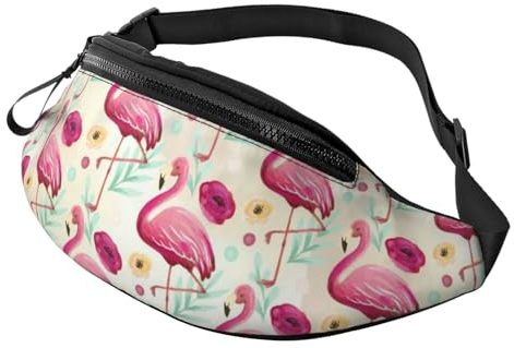 Bauchtasche mit Paris-Eiffelturm-Mädchen, bedruckt, mit Kopfhöreranschluss für Männer und Frauen, verstellbare Gürteltasche, Flamingo, Einheitsgröße