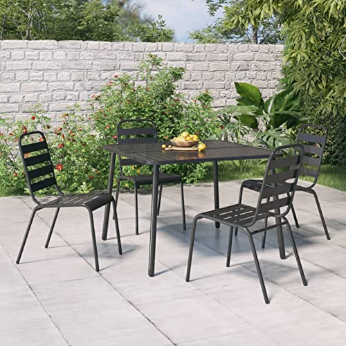 CIADAZ Gartentisch, Buffettisch, Garten Esstisch, Multifunktionstisch, Terrassentisch, Picknicktisch, Spieltisch, Flohmarkttisch, Anthrazit 100x100x71 cm Stahl