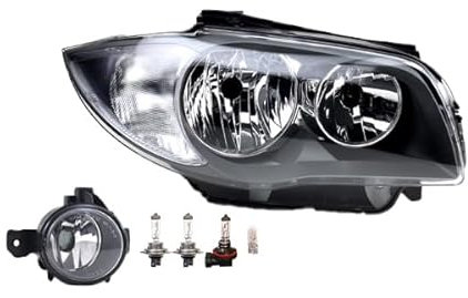 Johns, Scheinwerfer Halogen HSW passend für BMW 1er E81 E82 E87 E88 09-13 H7 H7 Rechts + Nebelscheinwerfer + Leuchtmittel