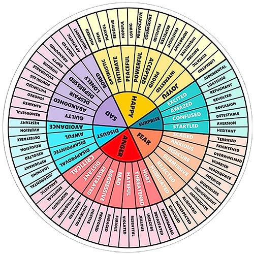 Luxshiny Feelings Wheel - Magnetic Feeling Chart - Freezer Sticker Emotion Chart for Laptop Cup Car Decal Office Decor,13 * 13 * 0.1cm