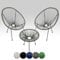 sunnypillow 2er Set Acapulco Gartenstühle mit Tisch - Loungesessel für Wohnzimmer, Terrasse, Garten, Balkon Sessel Stuhl - Korbsessel Gartensessel im Retro Design - Outdoor/Indoor - Grau